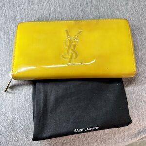 YVES SAINT LAURENT ZIPPY LONG WALLET YELLOW MUSTARD